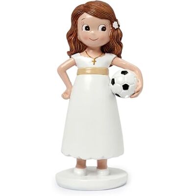 Mopec Y73 Kommunion flicka med fotboll boll tårta figur 13 cm, flerfärgad, normal Mopec Y73 Kommunion flicka med fotboll boll tårta figur 13 cm, flerfärgad, normal