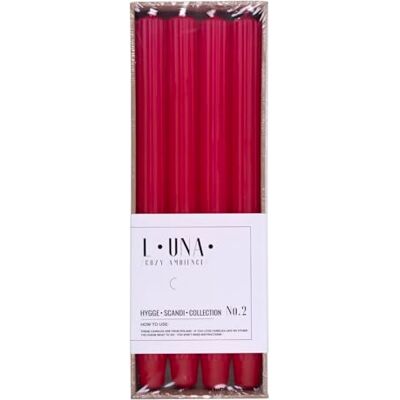 DONAU HOME Set långa stavljus räfflade/röd/4 stycken/30 x Ø 2,25 cm oparfymerad/ribbade stavljus/taveljus för dekoration i vardagsrummet, badrum/10 timmars brinntid/ljusstakar DONAU HOME Set långa stavljus räfflade/röd/4 stycken/30 x Ø 2,25 cm oparfymerad/ribbade stavljus/taveljus för dekoration i vardagsrummet, badrum/10 timmars brinntid/ljusstakar