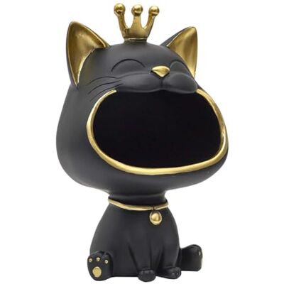 HOME DECO FACTORY , HD0158, Elegant Tom Black Cat Staty, Praktiskt dekorativt objekt för nycklar och smycken, Modern design, Hållbara material, One Size, Svart och guld HOME DECO FACTORY , HD0158, Elegant Tom Black Cat Staty, Praktiskt dekorativt objekt för nycklar och smycken, Modern design, Hållbara material, One Size, Svart och guld