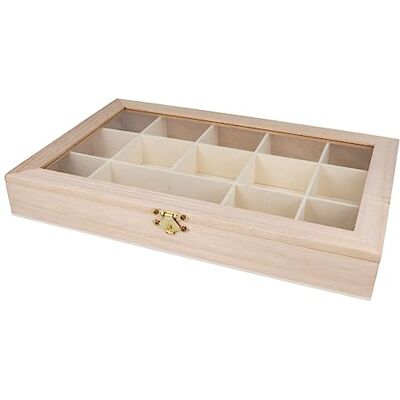 INNSPIRO Vitrinskåpslåda i balsaträ 30 x 19 x 4 cm. 14 fack INNSPIRO Vitrinskåpslåda i balsaträ 30 x 19 x 4 cm. 14 fack
