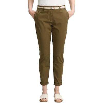 TOM TAILOR Dam smala chinos byxor med bälte, 10370 – Gyllene olivgrön, 38W / 32L TOM TAILOR Dam smala chinos byxor med bälte, 10370 – Gyllene olivgrön, 38W / 32L