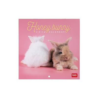 LEGAMI Väggkalender 2026 Honey Bunny, liten väggkalender, 12 månader och årsplanerare, 6 språk, utrymme för anteckningar, stjärntecken, internationella helgdagar, 18 x 18 cm LEGAMI Väggkalender 2026 Honey Bunny, liten väggkalender, 12 månader och årsplanerare, 6 språk, utrymme för anteckningar, stjärntecken, internationella helgdagar, 18 x 18 cm