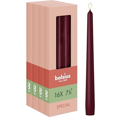 bolsius Essentials – släta spetsljus – röd metallic – 24,5 cm – 32 stycken – dekorativa ljus – utan palmolja bolsius Essentials – släta spetsljus – röd metallic – 24,5 cm – 32 stycken – dekorativa ljus – utan palmolja