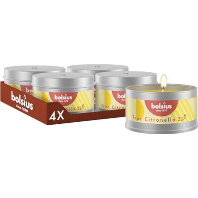bolsius True Citronella Outdoor ljus – metallburk – 4 st. Citronella-doft – utomhusdekoration – brinntid 22 timmar bolsius True Citronella Outdoor ljus – metallburk – 4 st. Citronella-doft – utomhusdekoration – brinntid 22 timmar