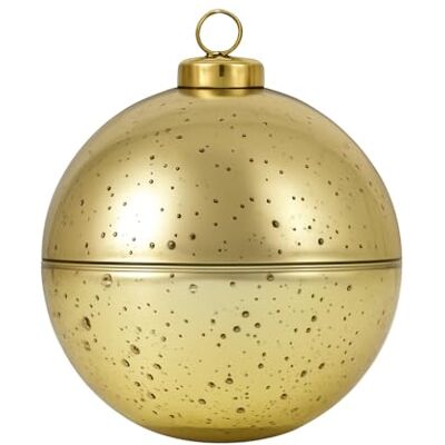 Dekohelden24 Dekorhjälte24 Ädel glasboll, bakverksburk, förvaringsbehållare, glasskål, kulburk, dekorativ skål, glasbehållare som julkula med gyllene kron av glas i guld, L/B/H 11 x 11 x 13 cm. Dekohelden24 Dekorhjälte24 Ädel glasboll, bakverksburk, förvaringsbehållare, glasskål, kulburk, dekorativ skål, glasbehållare som julkula med gyllene kron av glas i guld, L/B/H 11 x 11 x 13 cm.