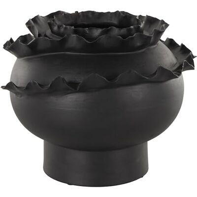 Deco 79 Ceramic Abstract Decorative Vase Floral Inspired Centerpiece Vase, Flower Vase for Home Decoration 12" x 12" x 9", Black Deco 79 Ceramic Abstract Decorative Vase Floral Inspired Centerpiece Vase, Flower Vase for Home Decoration 12" x 12" x 9", Black