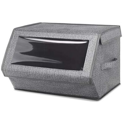 Whitmor 6283-7045 stapelbar fönsterlåda, Crosshatch grå Whitmor 6283-7045 stapelbar fönsterlåda, Crosshatch grå