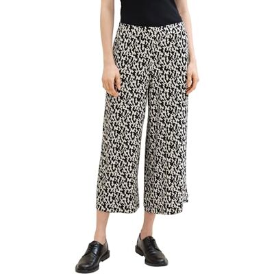 TOM TAILOR Dambyxor med lös passform, 32148 – svart liten abstrakt design, 38W x 26L TOM TAILOR Dambyxor med lös passform, 32148 – svart liten abstrakt design, 38W x 26L