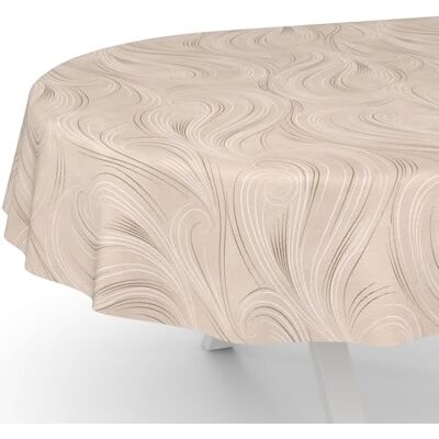 ANRO Vaxduk, bordsduk, tvättbar, trädgårdsbordsduk, abstrakt beige, oval, 200 x 140 cm, skärkant ANRO Vaxduk, bordsduk, tvättbar, trädgårdsbordsduk, abstrakt beige, oval, 200 x 140 cm, skärkant