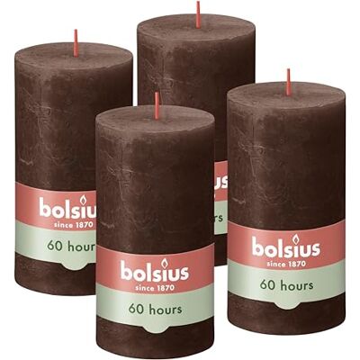 bolsius – rustik ljus – brunt – 13 cm – 4 stycken – dekorativa ljus – utan palmolja – med naturligt växtvax bolsius – rustik ljus – brunt – 13 cm – 4 stycken – dekorativa ljus – utan palmolja – med naturligt växtvax