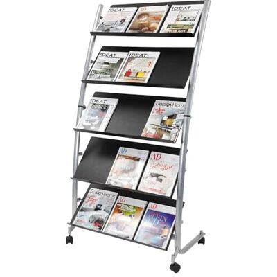 ALBA mobil litteraturdisplay, 5 nivåer, metallisk grå och svart (DD5GM) Stor Svart ALBA mobil litteraturdisplay, 5 nivåer, metallisk grå och svart (DD5GM) Stor Svart