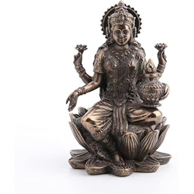 Veronese Design brons finish Lakshmi hinduisk gudinna på lotusfigur Veronese Design brons finish Lakshmi hinduisk gudinna på lotusfigur