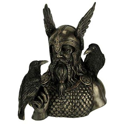 Veronese Design nordisk gud Odin i bevingad hjälm med korpar staty Veronese Design nordisk gud Odin i bevingad hjälm med korpar staty
