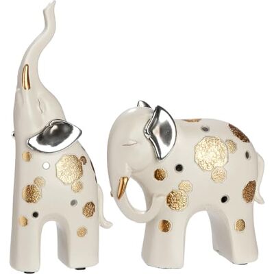 GILDE Uppsättning av 2 figurer Midas – elefanter av konstharts – grädde – strukturerad – höjd 32 cm x bredd 24 cm – med filtglid GILDE Uppsättning av 2 figurer Midas – elefanter av konstharts – grädde – strukturerad – höjd 32 cm x bredd 24 cm – med filtglid