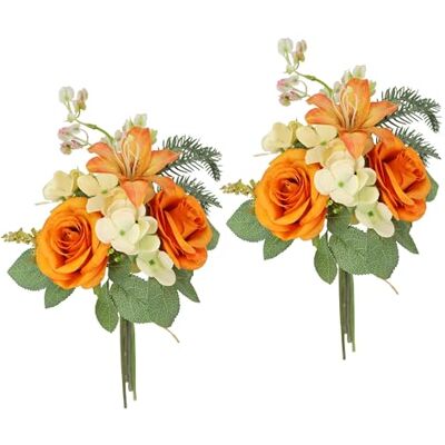 Flair Flower Konstgjorda blomsterbuketter rosor liljor hortensia 35 cm set om 2 blombuketter sidenblomma dekorativ blomma bukett bröllop blomma mittstycke bordsdekoration oäkta gravsmycke inlägg gravdekoration, Flair Flower Konstgjorda blomsterbuketter rosor liljor hortensia 35 cm set om 2 blombuketter sidenblomma dekorativ blomma bukett bröllop blomma mittstycke bordsdekoration oäkta gravsmycke inlägg gravdekoration,