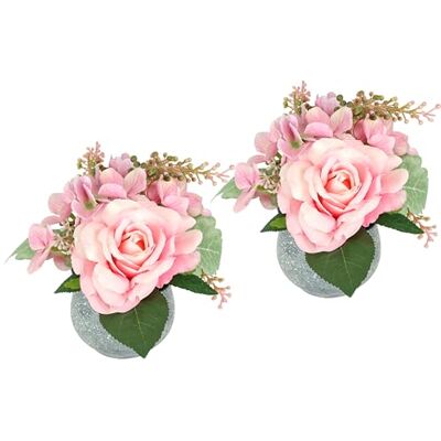 Flair Flower Konstgjorda blommor i kruka av rosor hortensia set om 2 stycken 19 cm bröllop blomsterarrangemang bordsblomma som äkta dekorativ blomma dekoration bröllopsdekoration blomsmycken konstgjord växt Flair Flower Konstgjorda blommor i kruka av rosor hortensia set om 2 stycken 19 cm bröllop blomsterarrangemang bordsblomma som äkta dekorativ blomma dekoration bröllopsdekoration blomsmycken konstgjord växt
