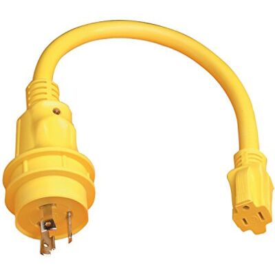 Marinco 105SPP marin elektrisk strand kraft pigtailadapter plus med LED-effektindikatorlampa (30-Amp 125-volt låsande hane till 15-Amp 125 volt rakt blad kvinna gul) Marinco 105SPP marin elektrisk strand kraft pigtailadapter plus med LED-effektindikatorlampa (30-Amp 125-volt låsande hane till 15-Amp 125 volt rakt blad kvinna gul)