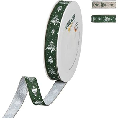 Halbach sidenband presentband jul "granträd" bredd 15 mm längd 20 perfekt för snygg förpackning av presenter till jul, färg: grön/vit Halbach sidenband presentband jul "granträd" bredd 15 mm längd 20 perfekt för snygg förpackning av presenter till jul, färg: grön/vit