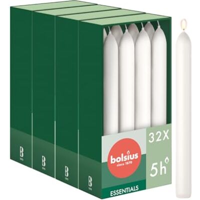 bolsius Essentials – släta spetsljus – vita – 17 cm – 32 stycken – dekorativa ljus – utan palmolja bolsius Essentials – släta spetsljus – vita – 17 cm – 32 stycken – dekorativa ljus – utan palmolja