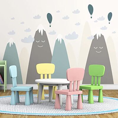 Ambiance Sticker Väggklistermärken för barn babyrumsdekoration jätteväggdekal barn skandinaviska berg AYAKA 90 x 135 cm Ambiance Sticker Väggklistermärken för barn babyrumsdekoration jätteväggdekal barn skandinaviska berg AYAKA 90 x 135 cm
