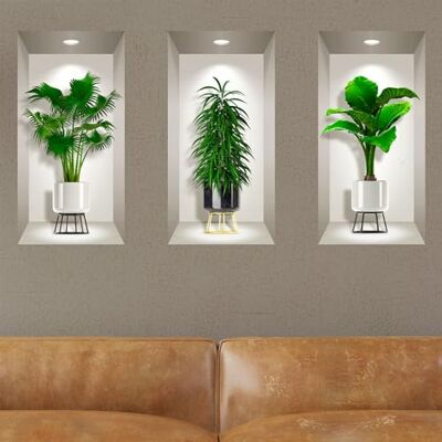 Ambiance Sticker 3D-självhäftande klistermärken väggdekal 3D-effekt växter i hans vackra vaser väggdekaler för sovrum vuxen 3D-väggdekaler Deco Salon Trompe l'oeil väggdekaler 80 x 120 cm Ambiance Sticker 3D-självhäftande klistermärken väggdekal 3D-effekt växter i hans vackra vaser väggdekaler för sovrum vuxen 3D-väggdekaler Deco Salon Trompe l'oeil väggdekaler 80 x 120 cm