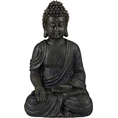 Relaxdays sittande Buddha-figur, 18 cm, dekorativ prydnad för vardagsrum och badrum, fuktbeständig, mörkgrå Relaxdays sittande Buddha-figur, 18 cm, dekorativ prydnad för vardagsrum och badrum, fuktbeständig, mörkgrå