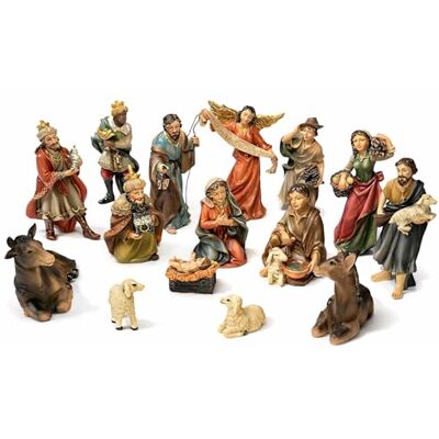 Faithful Treasure 15-delars julkrubba set. Handmålade figurer för julkrubba, 10 cm lång. Faithful Treasure 15-delars julkrubba set. Handmålade figurer för julkrubba, 10 cm lång.