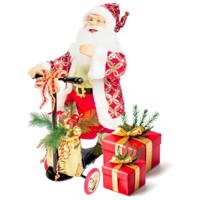 Avilia Animerad skoter jultomte dekoration med LED-ljus tillverkad av starka och hållbara material är handmålad för att göra ditt hem unikt under julfesten 70 x 25 x 45 cm Avilia Animerad skoter jultomte dekoration med LED-ljus tillverkad av starka och hållbara material är handmålad för att göra ditt hem unikt under julfesten 70 x 25 x 45 cm