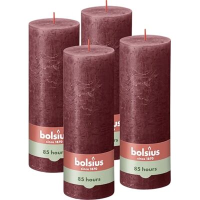 bolsius rustikt pelarljus – mörkröd – paket med 4 – lång brinntid på 85 timmar – hushållsljus – heminredning – oparfymerad – naturligt veganskt vax – ingen palmolja – 19 x 7 cm bolsius rustikt pelarljus – mörkröd – paket med 4 – lång brinntid på 85 timmar – hushållsljus – heminredning – oparfymerad – naturligt veganskt vax – ingen palmolja – 19 x 7 cm