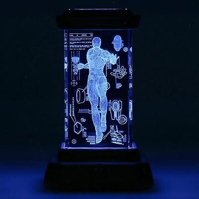 Paladone Iron Man holografiskt ljus 3D laseretsad kristallmodell av Iron Man figur, 12 cm hög Marvel-belysning och varor Paladone Iron Man holografiskt ljus 3D laseretsad kristallmodell av Iron Man figur, 12 cm hög Marvel-belysning och varor