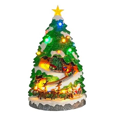 Avilia Animerad miniatyrjulgran med LED-ljus och julmusik tillverkad av hållbara material och handmålade är bra för heminredning under julperioden 38 x 22 x 22 cm Avilia Animerad miniatyrjulgran med LED-ljus och julmusik tillverkad av hållbara material och handmålade är bra för heminredning under julperioden 38 x 22 x 22 cm