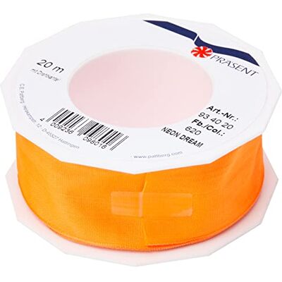PRÄSENT PRESÄSENT C.E. Pattberg NEON Dream band med trådkant tangerin (orange), 20 m band för färgglada, 40 mm brett, för ljusa presentförpackningar, dekorationer och applikationer PRÄSENT PRESÄSENT C.E. Pattberg NEON Dream band med trådkant tangerin (orange), 20 m band för färgglada, 40 mm brett, för ljusa presentförpackningar, dekorationer och applikationer