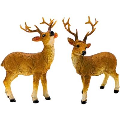 Dekohelden24 Detaljerat set med 2 hjortar, dekorativa renar, dekorativa rådjur med detaljerat horn, rådjur, renfigurer, stående hjortar av keramik i brunt; mått på en dekorativ figur hjort: L/B/H 8 x 5 x 13 cm. Dekohelden24 Detaljerat set med 2 hjortar, dekorativa renar, dekorativa rådjur med detaljerat horn, rådjur, renfigurer, stående hjortar av keramik i brunt; mått på en dekorativ figur hjort: L/B/H 8 x 5 x 13 cm.