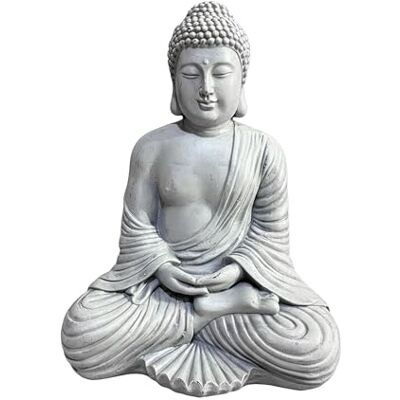 Relaxdays Buddha figur sittande, 42 cm, trädgårdsfigur, vintage dekorativ figur vardagsrum, väderbeständig, frostsäker, aljusgrå Relaxdays Buddha figur sittande, 42 cm, trädgårdsfigur, vintage dekorativ figur vardagsrum, väderbeständig, frostsäker, aljusgrå