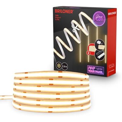 BRILONER – Your Panel COB LED-remsor, förlängningsset 3 000 K varm vit, förkortningsbar, självhäftande, tillbehör, LED för akustiska paneler, list, ränder, rumsdekoration, band, dekoration, 2,6 m BRILONER – Your Panel COB LED-remsor, förlängningsset 3 000 K varm vit, förkortningsbar, självhäftande, tillbehör, LED för akustiska paneler, list, ränder, rumsdekoration, band, dekoration, 2,6 m