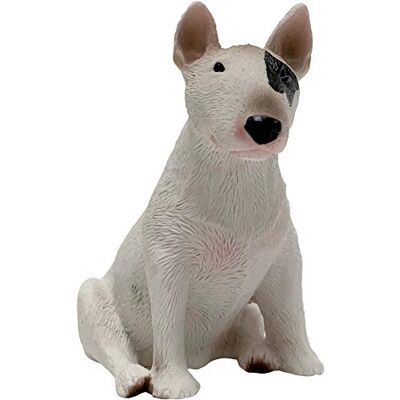Sandicast liten storlek vit bullterrier skulptur, sittande, S Sandicast liten storlek vit bullterrier skulptur, sittande, S