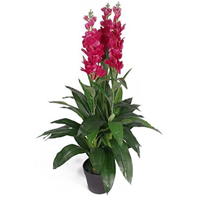 Leaf -7076 90 cm konstgjord cymbidium orkidéväxt extra stor svart plastkruka, mörkrosa Leaf -7076 90 cm konstgjord cymbidium orkidéväxt extra stor svart plastkruka, mörkrosa