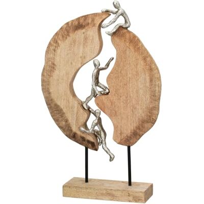 GILDE Skulptur hög ut ur aluminium och mangoträ – naturfärger – höjd 36 cm x bredd 35 cm – handgjord GILDE Skulptur hög ut ur aluminium och mangoträ – naturfärger – höjd 36 cm x bredd 35 cm – handgjord