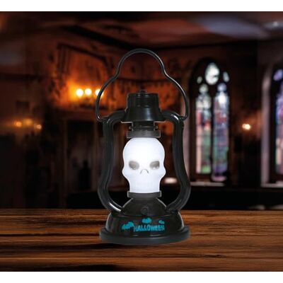 FIESTAS GUIRCA Skalle lykta med ljus och ljud (15 cm) Halloween fest- och festdekoration belysning och skrämmande effekter perfekt för skrämmande miljöer svart och vitt FIESTAS GUIRCA Skalle lykta med ljus och ljud (15 cm) Halloween fest- och festdekoration belysning och skrämmande effekter perfekt för skrämmande miljöer svart och vitt
