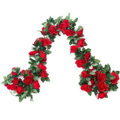 SWSTINLING 2-pack (16 fot) konstgjorda rosor klätterväxter falsk blomma klätterväxt för bröllop hem trädgård hantverk konst dekor mors dag fest dekoration röd SWSTINLING 2-pack (16 fot) konstgjorda rosor klätterväxter falsk blomma klätterväxt för bröllop hem trädgård hantverk konst dekor mors dag fest dekoration röd