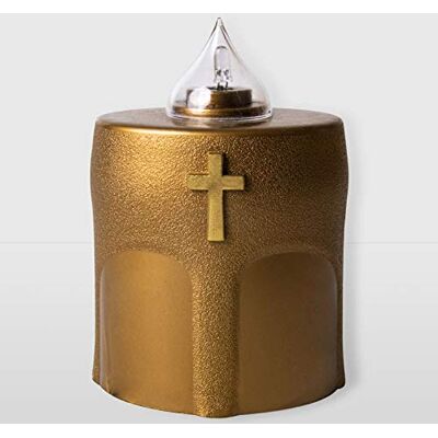 La Briantina LED-värmeljus Benedicto guld, livslängd 150 dagar, förgylld med kors och ljus, 11 x 8 x 6 cm La Briantina LED-värmeljus Benedicto guld, livslängd 150 dagar, förgylld med kors och ljus, 11 x 8 x 6 cm