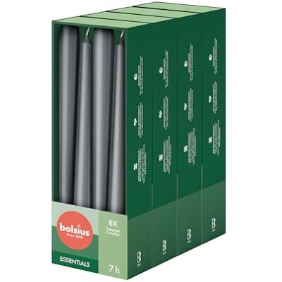 bolsius Essentials – släta spetsljus – antracit – 24,5 cm – 32 stycken – dekorativa ljus – utan palmolja bolsius Essentials – släta spetsljus – antracit – 24,5 cm – 32 stycken – dekorativa ljus – utan palmolja