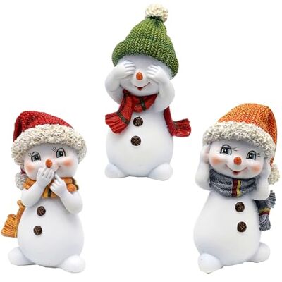 Dekohelden24 Snöbarn – hör ingenting, se, säger – med mössa och halsduk i orange, grönt och rött, som set om 3, L/B/H 6,3 x 5 x 10,5 cm Dekohelden24 Snöbarn – hör ingenting, se, säger – med mössa och halsduk i orange, grönt och rött, som set om 3, L/B/H 6,3 x 5 x 10,5 cm