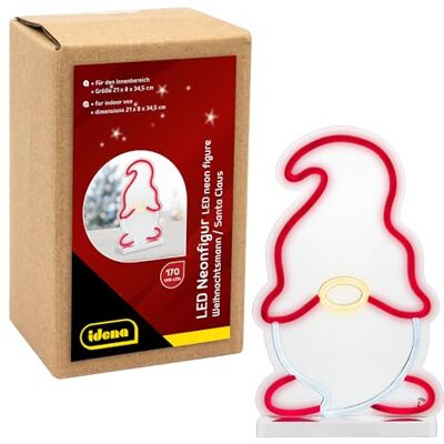 Idena 31895 Neonljus jultomte LED-figur, ca 21 x 8 x 34,5 cm, neonskylt med 170 st SMD-lysdioder, juldekoration inomhus, med strömförsörjning och 3 m strömkabel Idena 31895 Neonljus jultomte LED-figur, ca 21 x 8 x 34,5 cm, neonskylt med 170 st SMD-lysdioder, juldekoration inomhus, med strömförsörjning och 3 m strömkabel