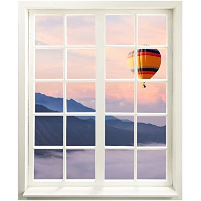 WallSpirit Väggtatuering – fönster med utsikt "varmluftsballong" 83 x 100 cm (B x H) – väggklistermärke – väggklistermärke WallSpirit Väggtatuering – fönster med utsikt "varmluftsballong" 83 x 100 cm (B x H) – väggklistermärke – väggklistermärke