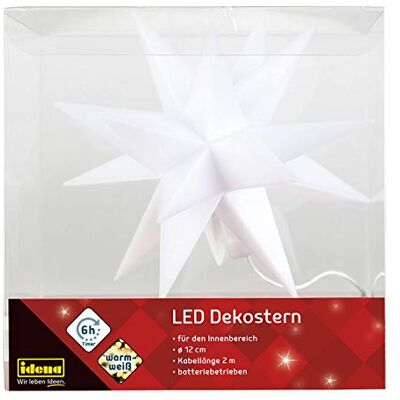 Idena LED dekorklistermärken i vit färg med varmt vitt ljus, 6 timmars timer funktion, batteridriven, inomhusområde, ca 2 m kabellängd, för fester, jul, dekor, bröllop, stämningsljus Idena LED dekorklistermärken i vit färg med varmt vitt ljus, 6 timmars timer funktion, batteridriven, inomhusområde, ca 2 m kabellängd, för fester, jul, dekor, bröllop, stämningsljus