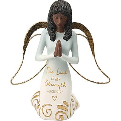 Pavilion Gift company Paviljong presentföretag Lord Is My Strength Exodus 38:5–5,25 cm afroamerikanskt knä bön samlarobjekt harts ängel figur, blå Pavilion Gift company Paviljong presentföretag Lord Is My Strength Exodus 38:5–5,25 cm afroamerikanskt knä bön samlarobjekt harts ängel figur, blå