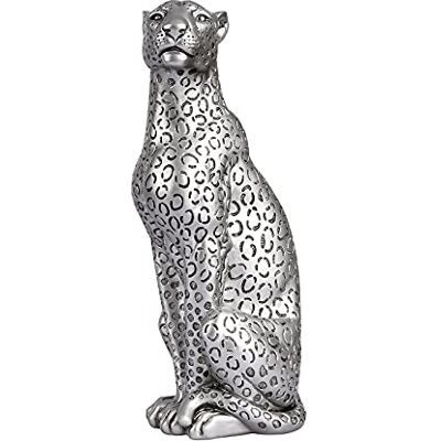 POLYDUKE Silver Gepard 28 cm H staty, gepardstatyett sittande heminredning realistisk antik klassisk leopard harts djur prydnad statyer vardagsrum dekor prydnad statyett POLYDUKE Silver Gepard 28 cm H staty, gepardstatyett sittande heminredning realistisk antik klassisk leopard harts djur prydnad statyer vardagsrum dekor prydnad statyett