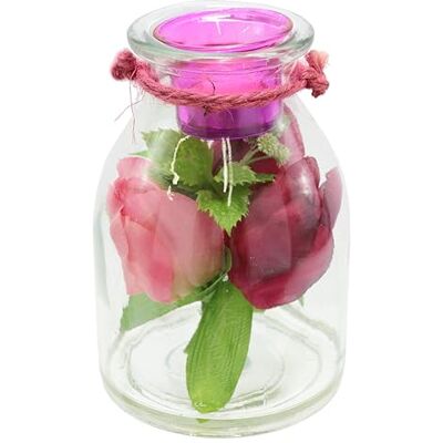 Flair Flower Dekorativt glaskärl med värmeljushållare och tulpaner, dekorerade konstgjorda blommor, ljusstake, värmeljus, stearinljus, humörljus, påskdekoration, hemtillbehör, dekoration, påsk, gåva, dekorativt Flair Flower Dekorativt glaskärl med värmeljushållare och tulpaner, dekorerade konstgjorda blommor, ljusstake, värmeljus, stearinljus, humörljus, påskdekoration, hemtillbehör, dekoration, påsk, gåva, dekorativt