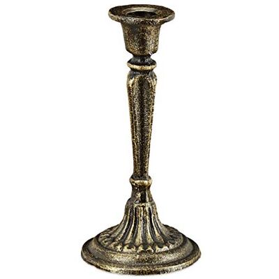 Relaxdays Candleholder ljusstake, enarmad, för tavel- och stavljus, vintage, ljushållare, gjutjärn, H x D 19 x 9 cm, svart/guld, 2,2 cm Relaxdays Candleholder ljusstake, enarmad, för tavel- och stavljus, vintage, ljushållare, gjutjärn, H x D 19 x 9 cm, svart/guld, 2,2 cm
